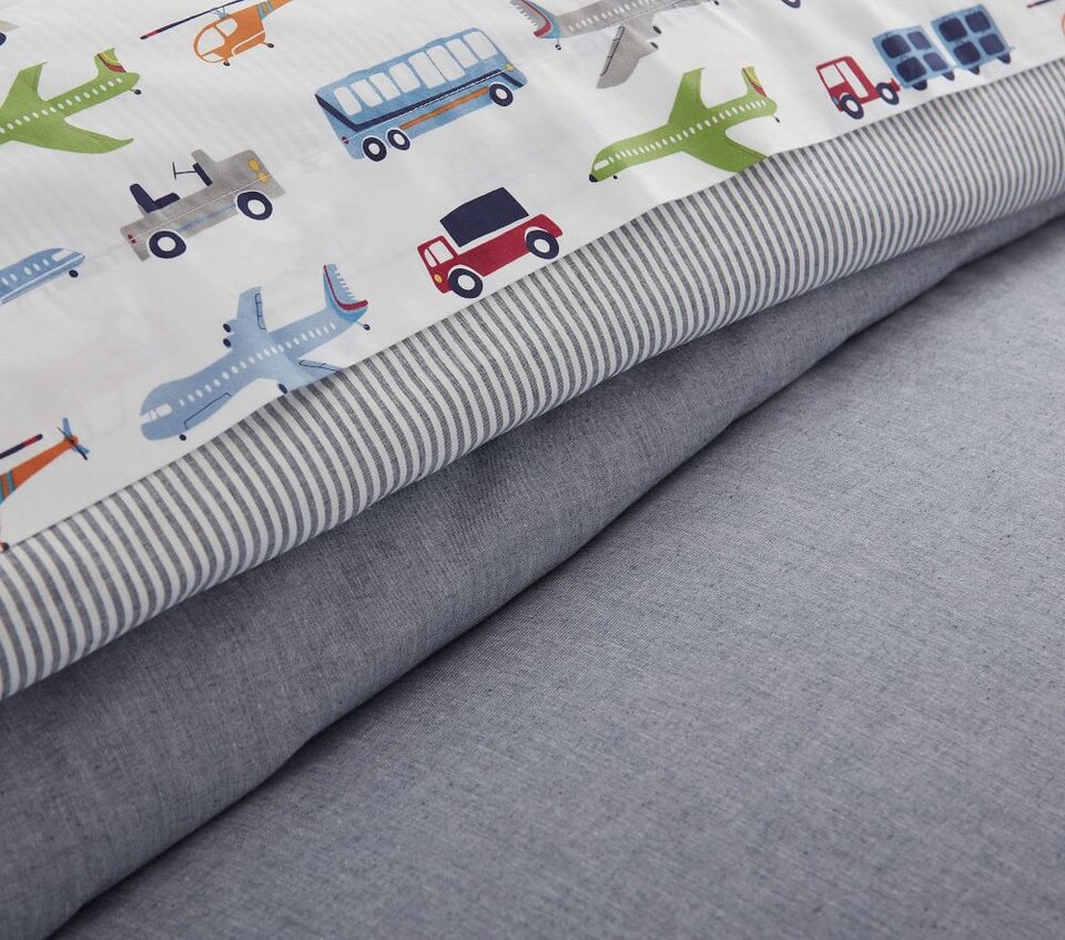 Chambray Reversible Organic Quilt Cover & Pillowcases Pottery Barn